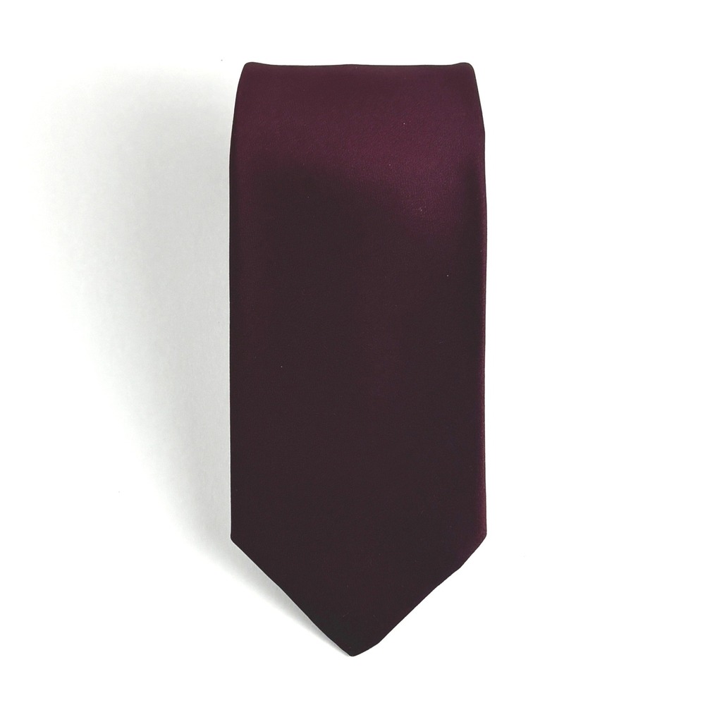 Pierre Jacques Necktie Mens OS Burgundy Maroon Wine Solid Formal Tie Wedding